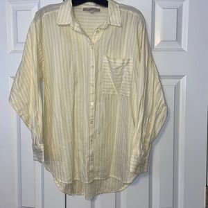 Ann Taylor LOFT Oversized Yellow Striped Blouse